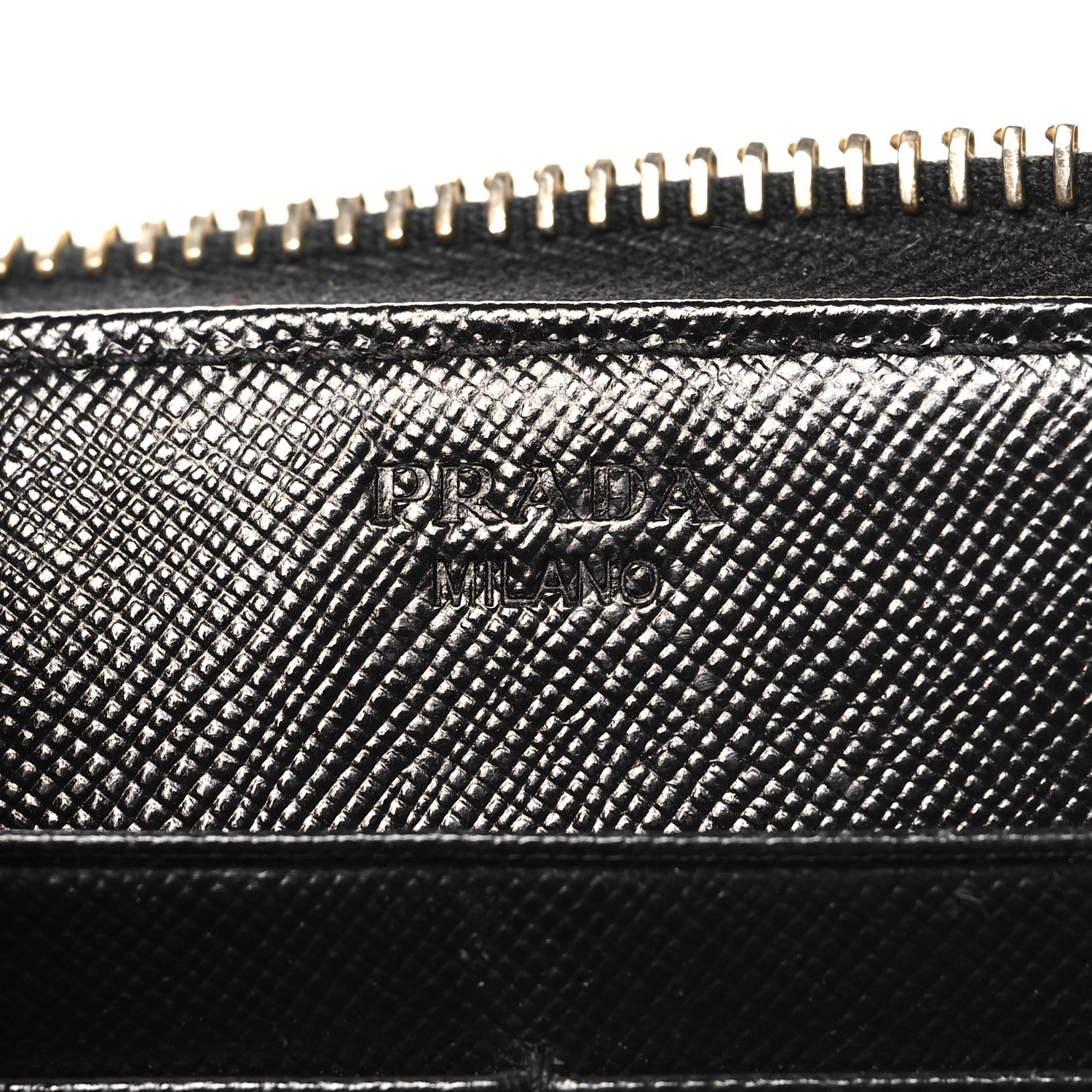 Prada Saffiano Metal Zip Around Wallet Black 6 of 7