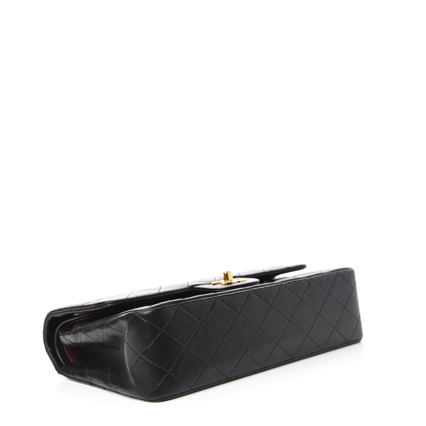 Lambskin Quilted Medium Double Flap Black