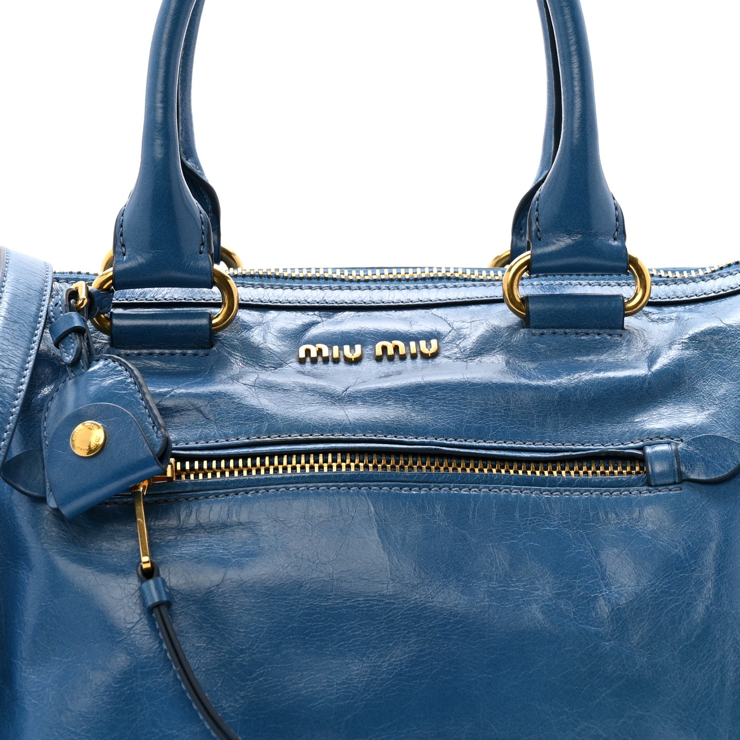 Vitello Shine Zip Tote Oceano