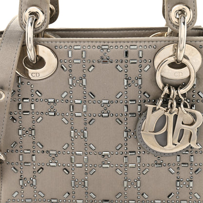 Christian Dior Satin Crystal Cannage Mini Lady Dior Gray 8 of 11