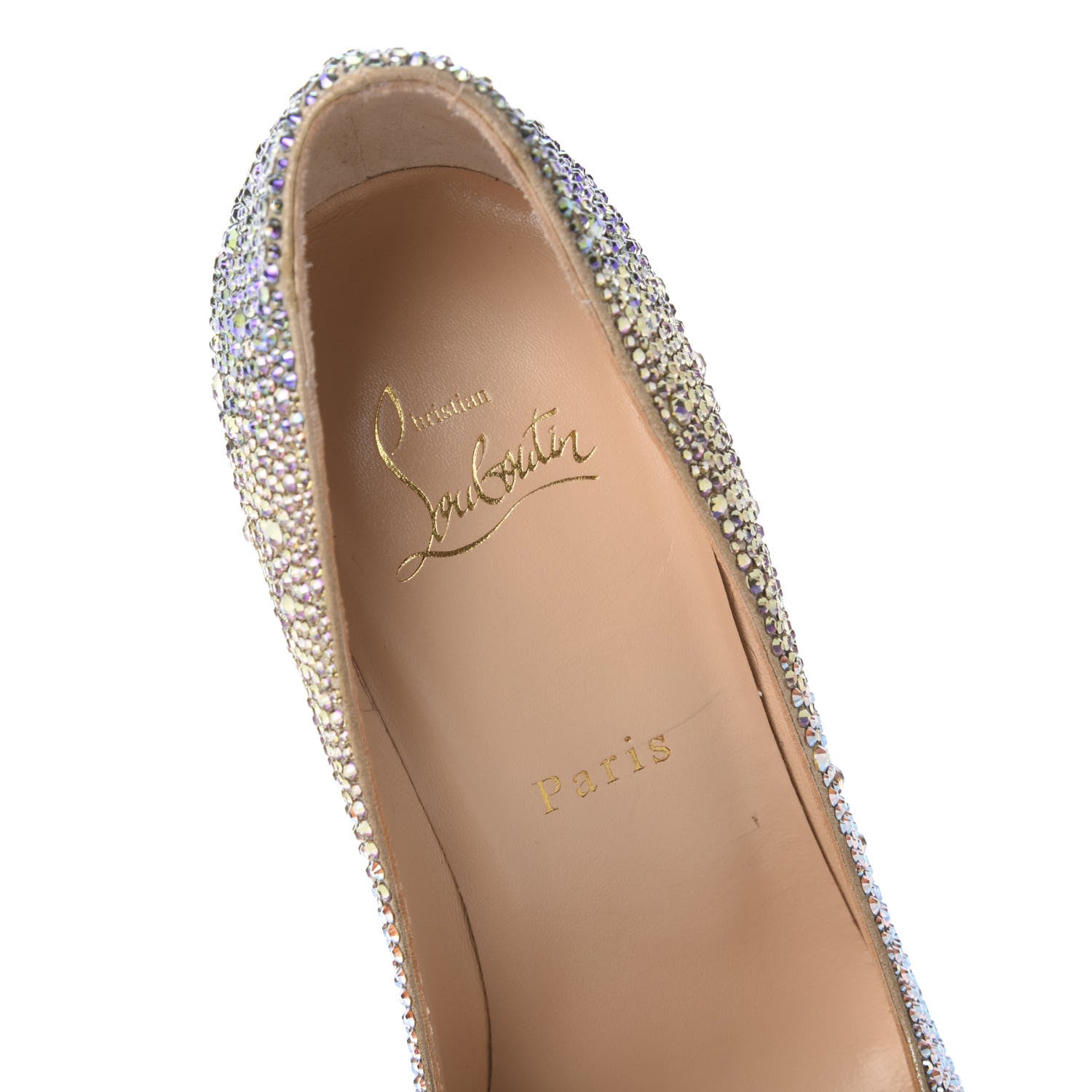 Christian Louboutin Suede Metallic Strass Degrade Eloise 100 Pumps 37 Platine 7 of 8
