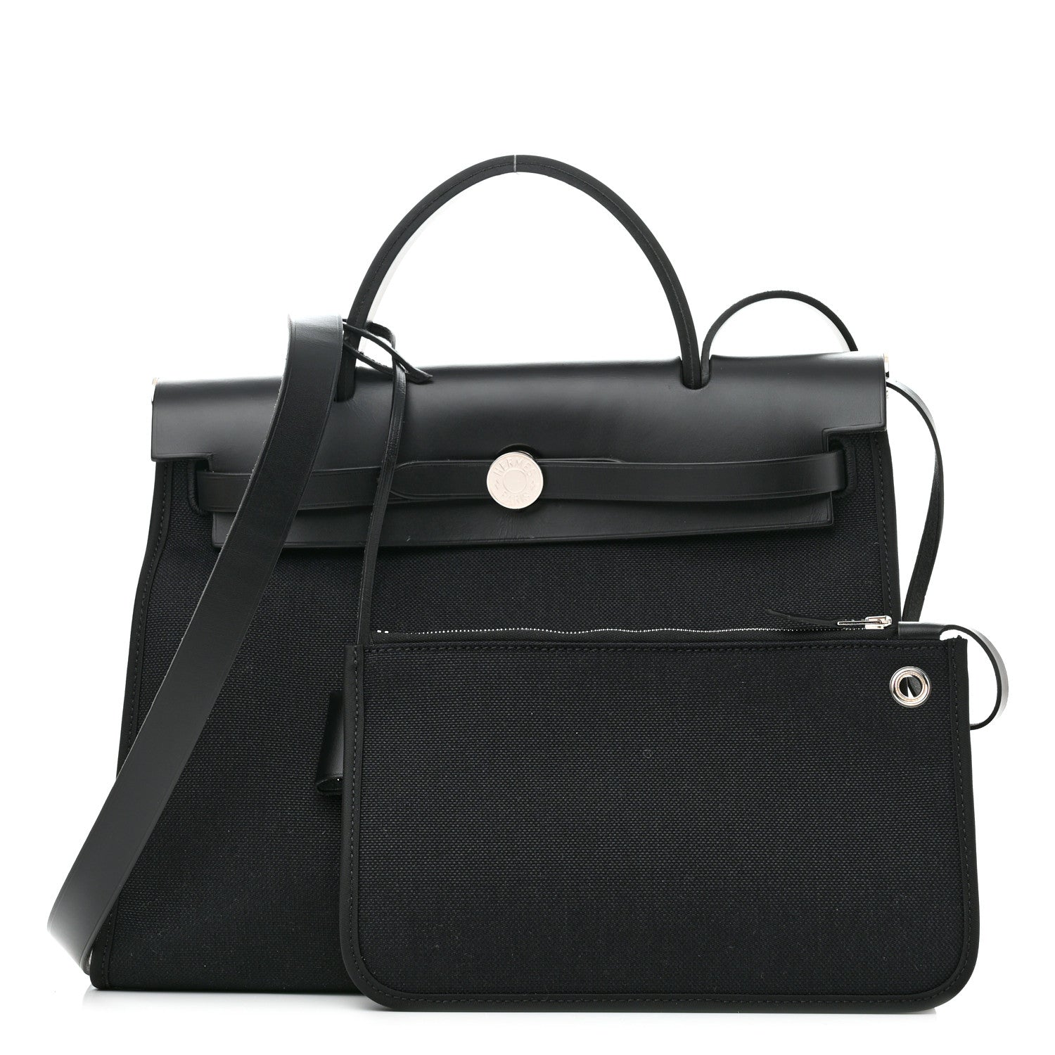 Hermes Military Toile Vache Hunter Herbag Zip PM 31 Black 1 of 11