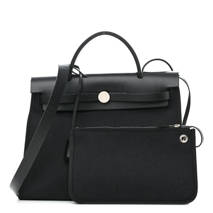 Hermes Military Toile Vache Hunter Herbag Zip PM 31 Black 1 of 11