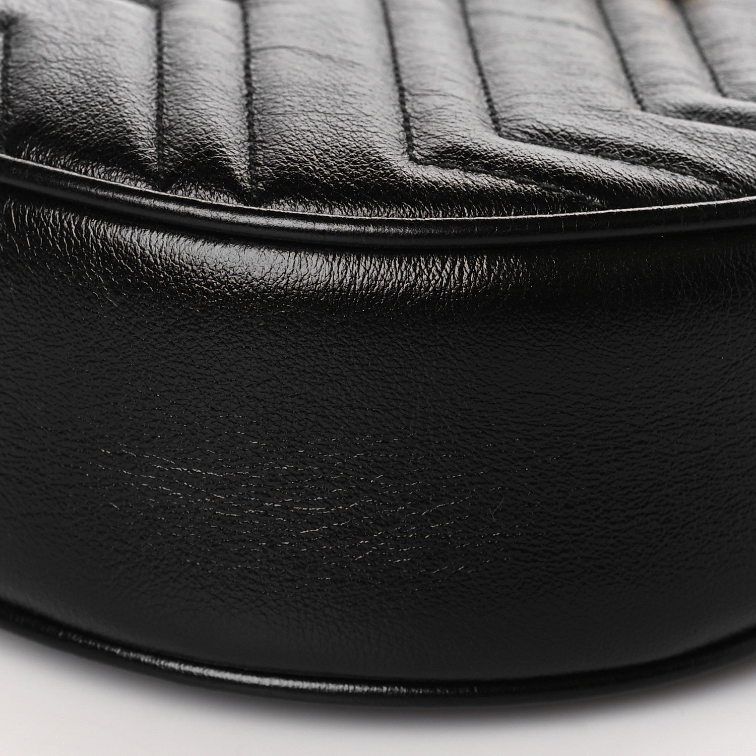 Gucci Azalea Calfskin Matelasse Heart Mini GG Marmont Round Shoulder Bag Black 8 of 8