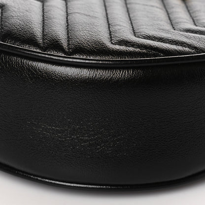 Gucci Azalea Calfskin Matelasse Heart Mini GG Marmont Round Shoulder Bag Black 8 of 8