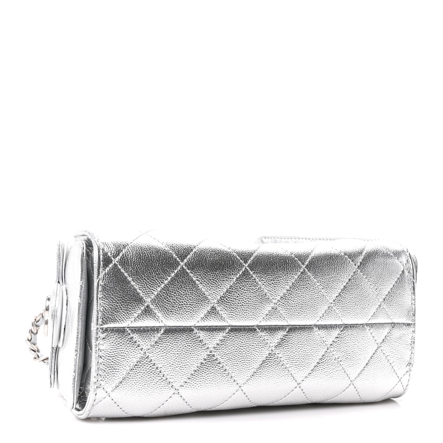 Metallic Caviar Quilted Mini Chanel 25 Handbag Silver