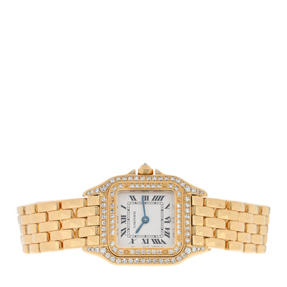 Cartier 18K Yellow Gold Diamond 22mm Double Row Panthere Quartz Watch 2 of 4