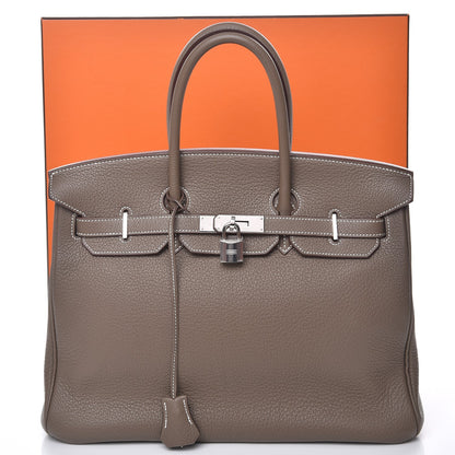 Hermes Taurillon Clemence Birkin 35 Etoupe 30 of 30