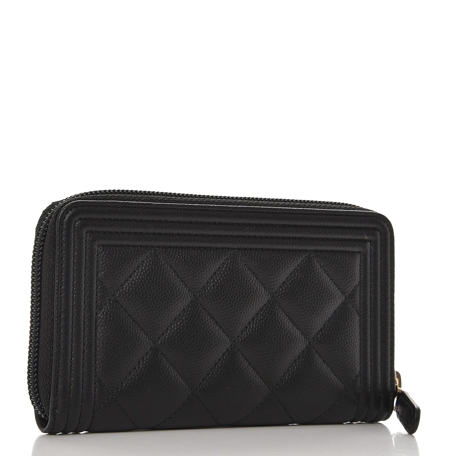 Chanel Caviar Quilted Boy Small Zip Around Wallet Black 3 of 8