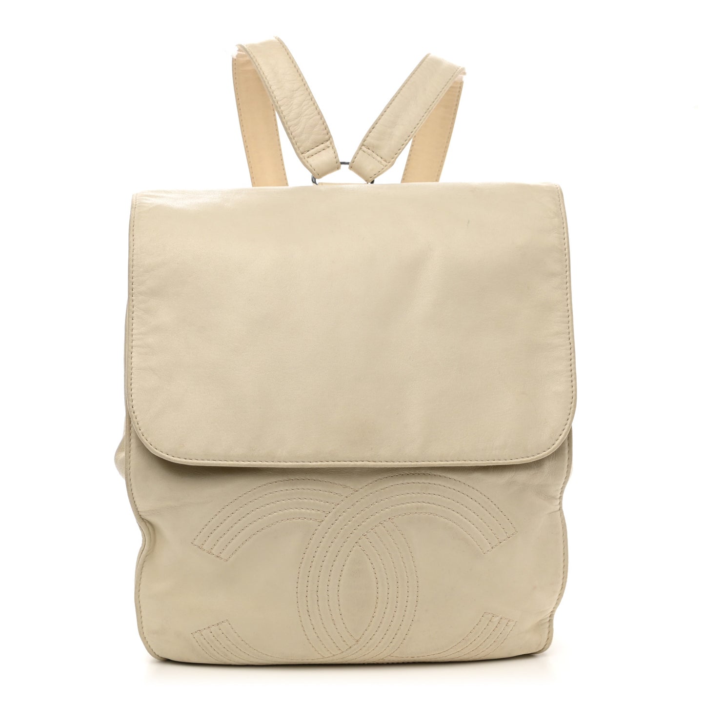 Lambskin CC Flap Backpack White