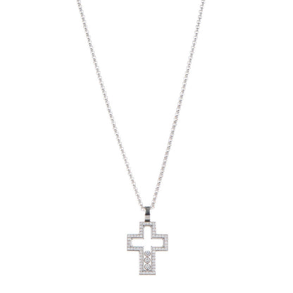 Chopard 18K White Gold Happy Diamonds Cross Pendant Necklace 1 of 5