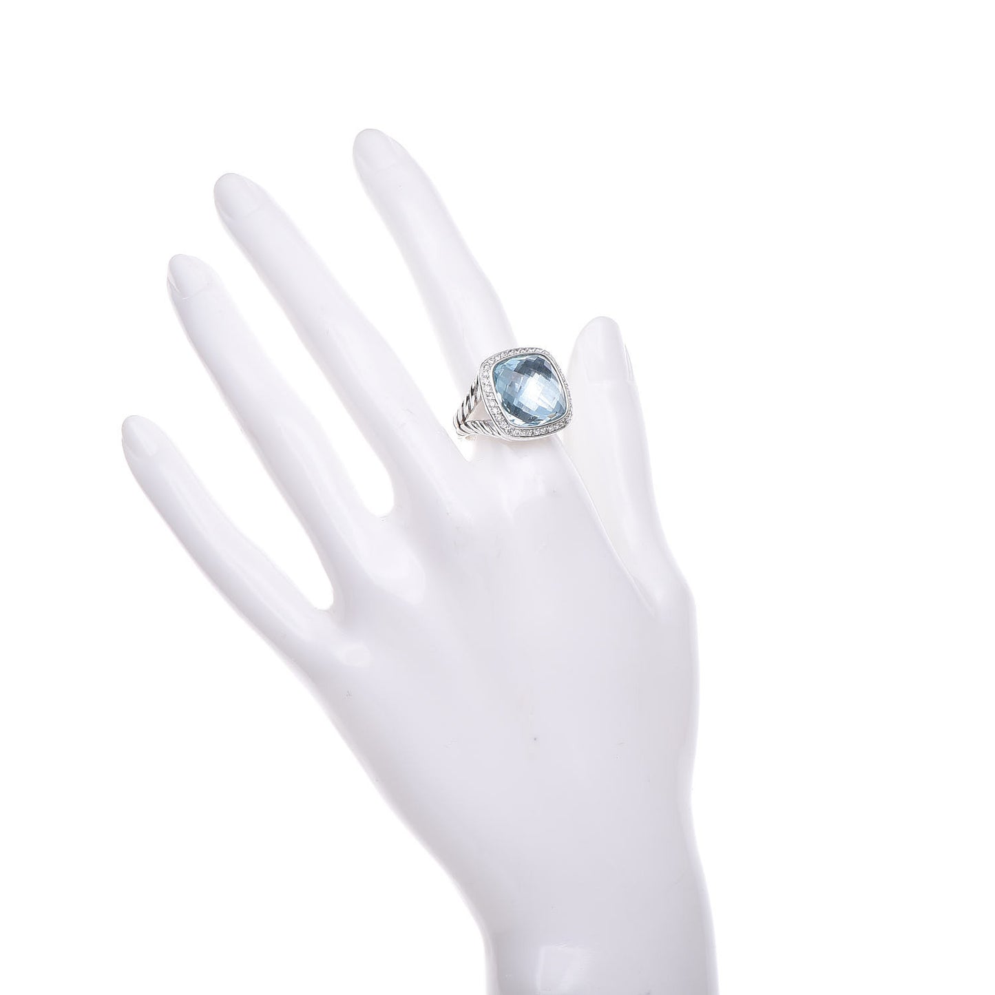 Sterling Silver Diamond Blue Topaz 14mm Albion Ring 52 6
