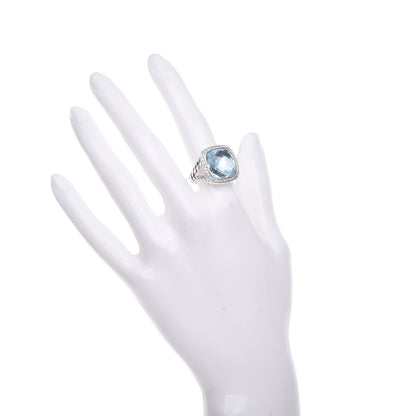 David Yurman Sterling Silver Diamond Blue Topaz 14mm Albion Ring 52 6 2 of 5