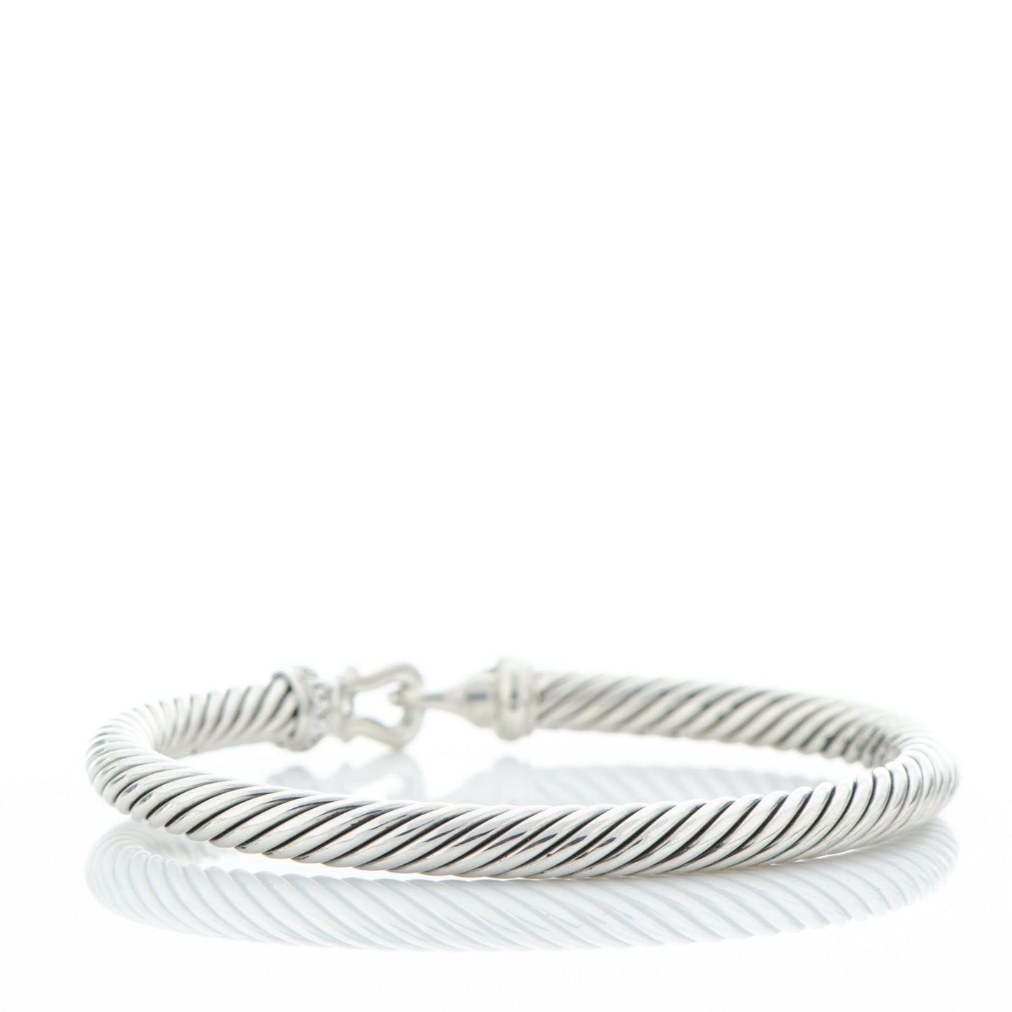 Sterling Silver Diamond 5mm Cable Buckle Bracelet