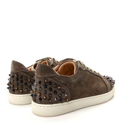 Christian Louboutin Suede Calfskin Vieira Spikes Womens Orlato Flat Sneakers 38 Silex Mix Corne 4 of 9