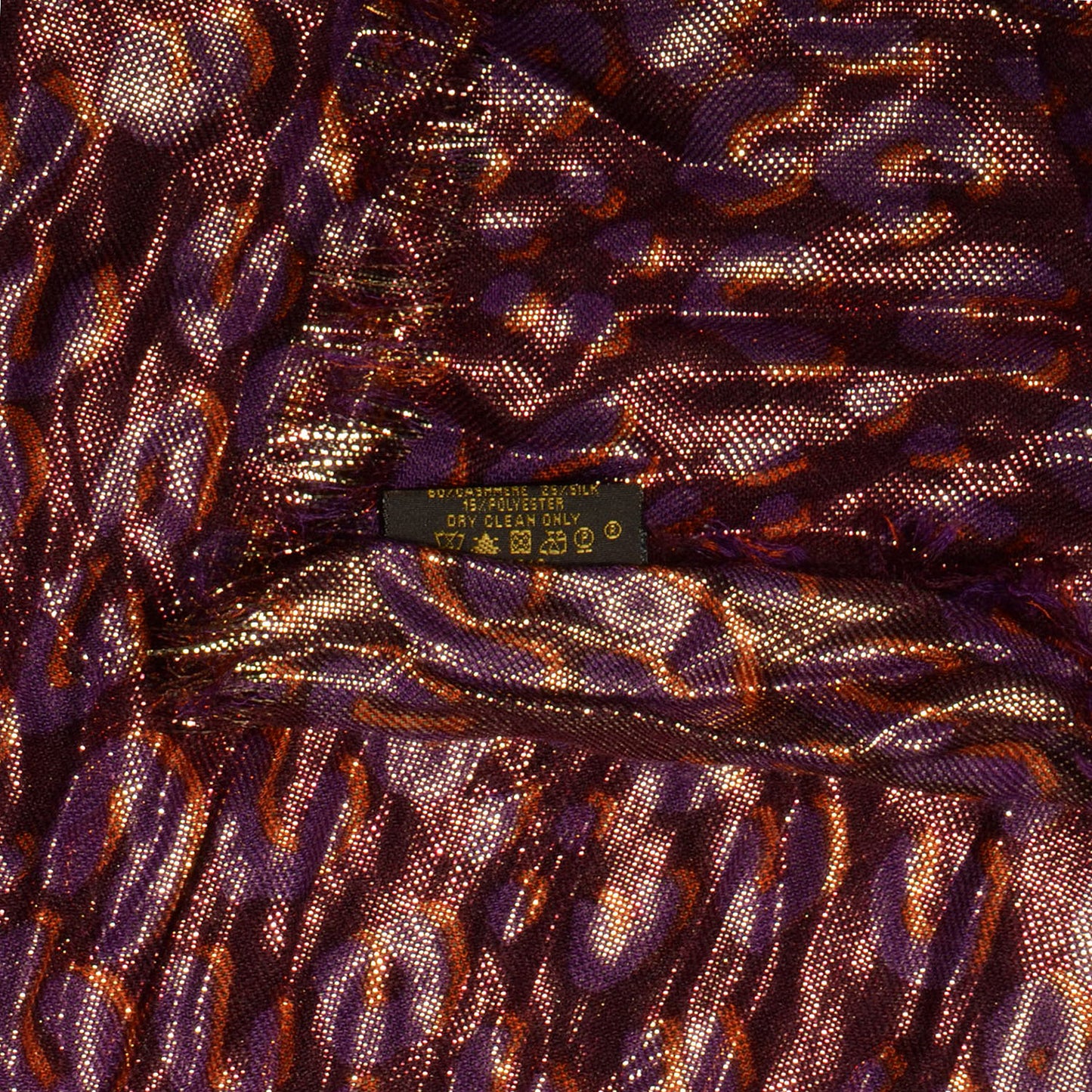 Cashmere Silk Leopard Disco Etole Stole Prune