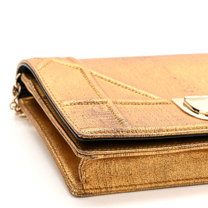 Christian Dior Metallic Brushed Calfskin Diorama Wallet on Chain Pouch Gold 10 of 11