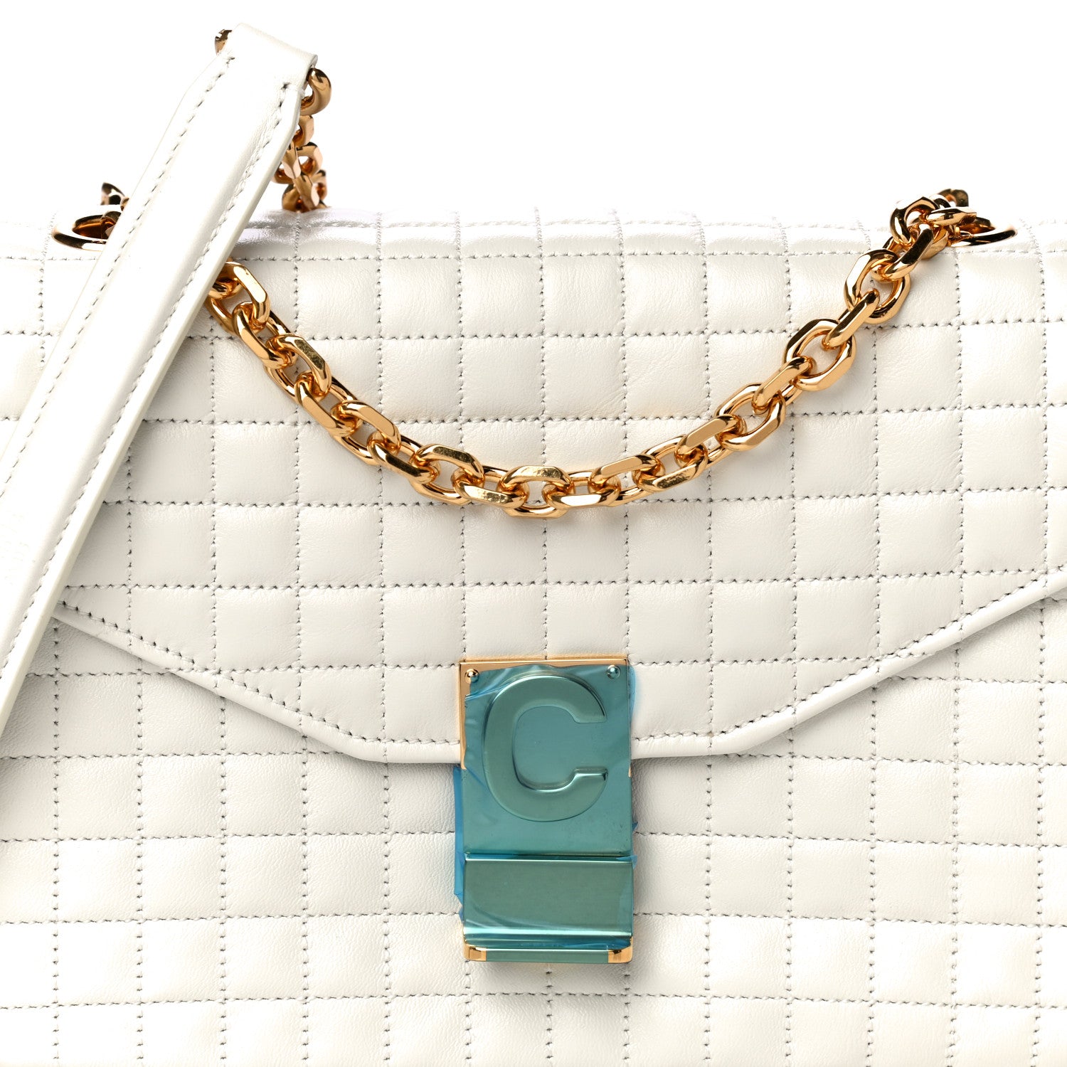 Celine Calfskin Quilted Medium C Bag White 12 of 14