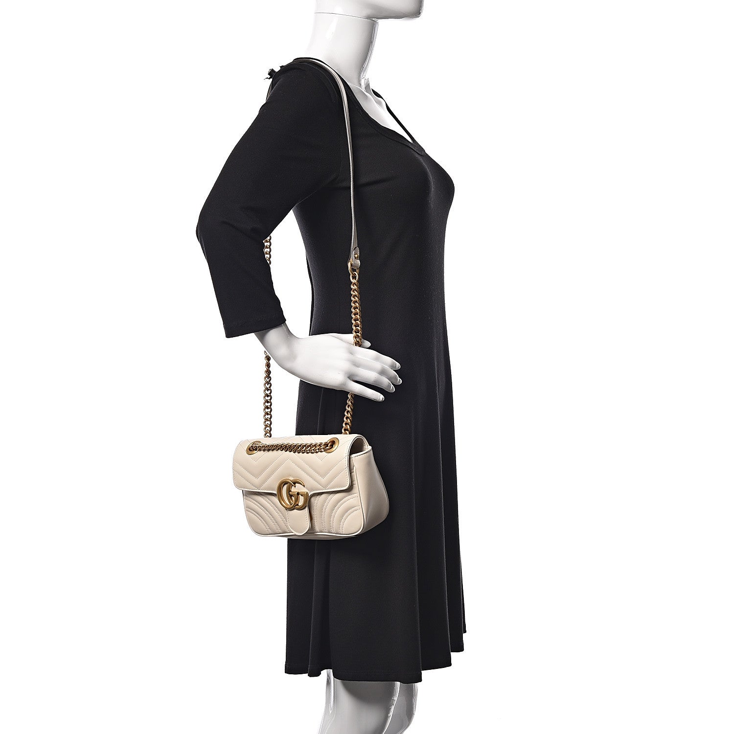 Gucci Calfskin Matelasse Mini GG Marmont Shoulder Bag White 2 of 9