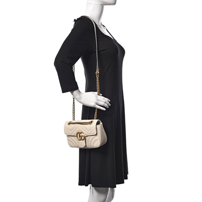 Gucci Calfskin Matelasse Mini GG Marmont Shoulder Bag White 2 of 9