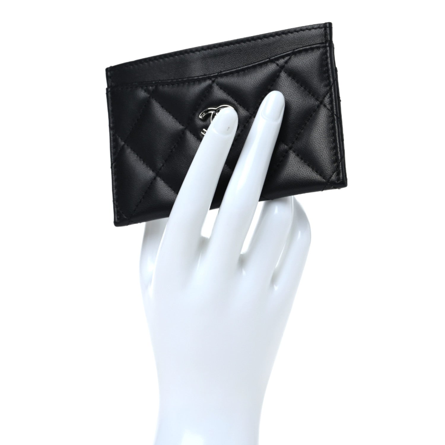 Chanel Lambskin Glitter Quilted Card Holder Black 2 of 7