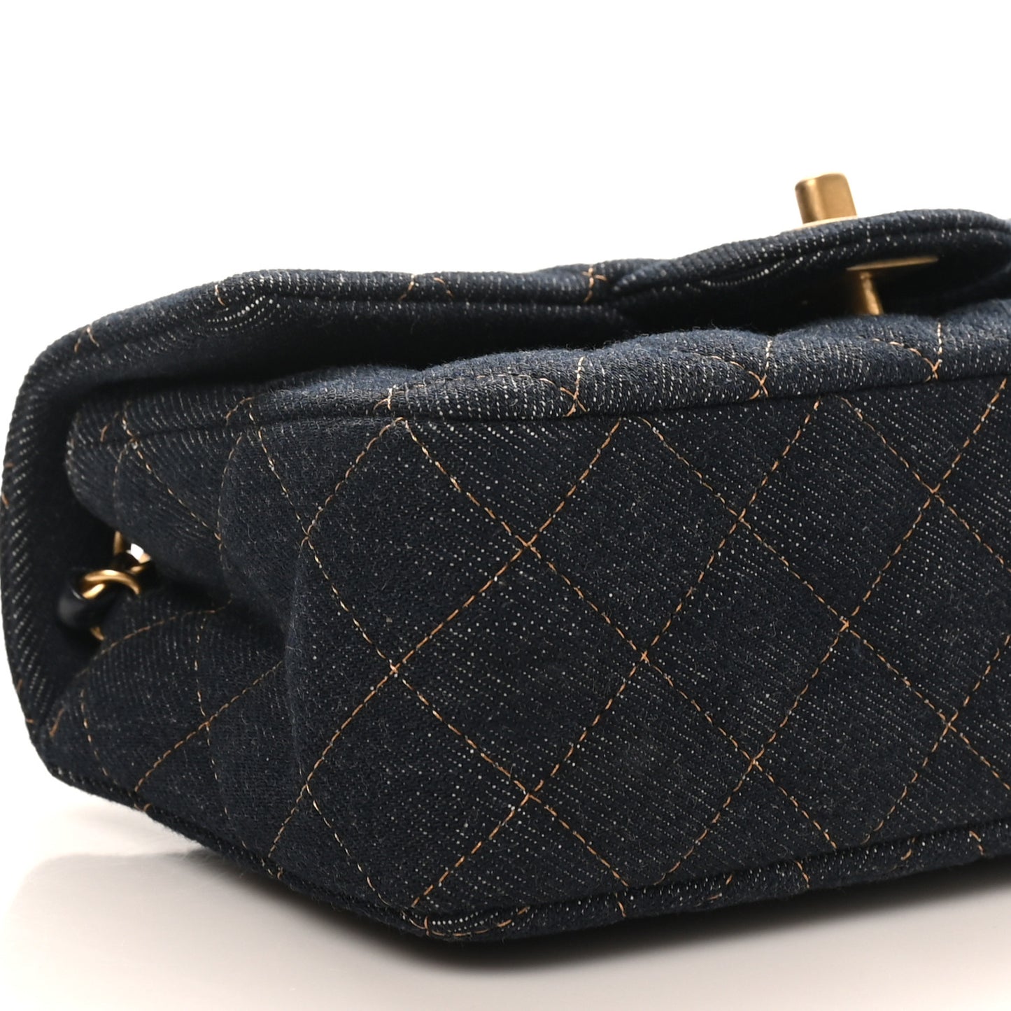 Denim Quilted Mini Rectangular Flap Dark Blue