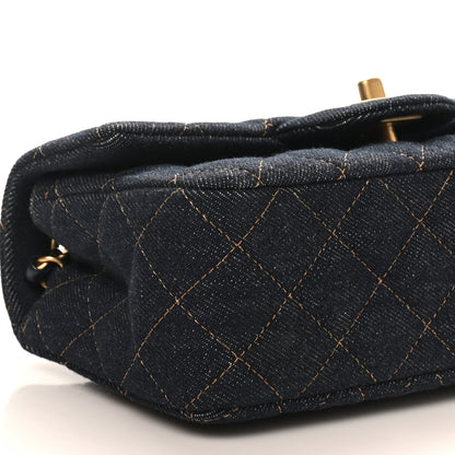 Chanel Denim Quilted Mini Rectangular Flap Dark Blue 9 of 11