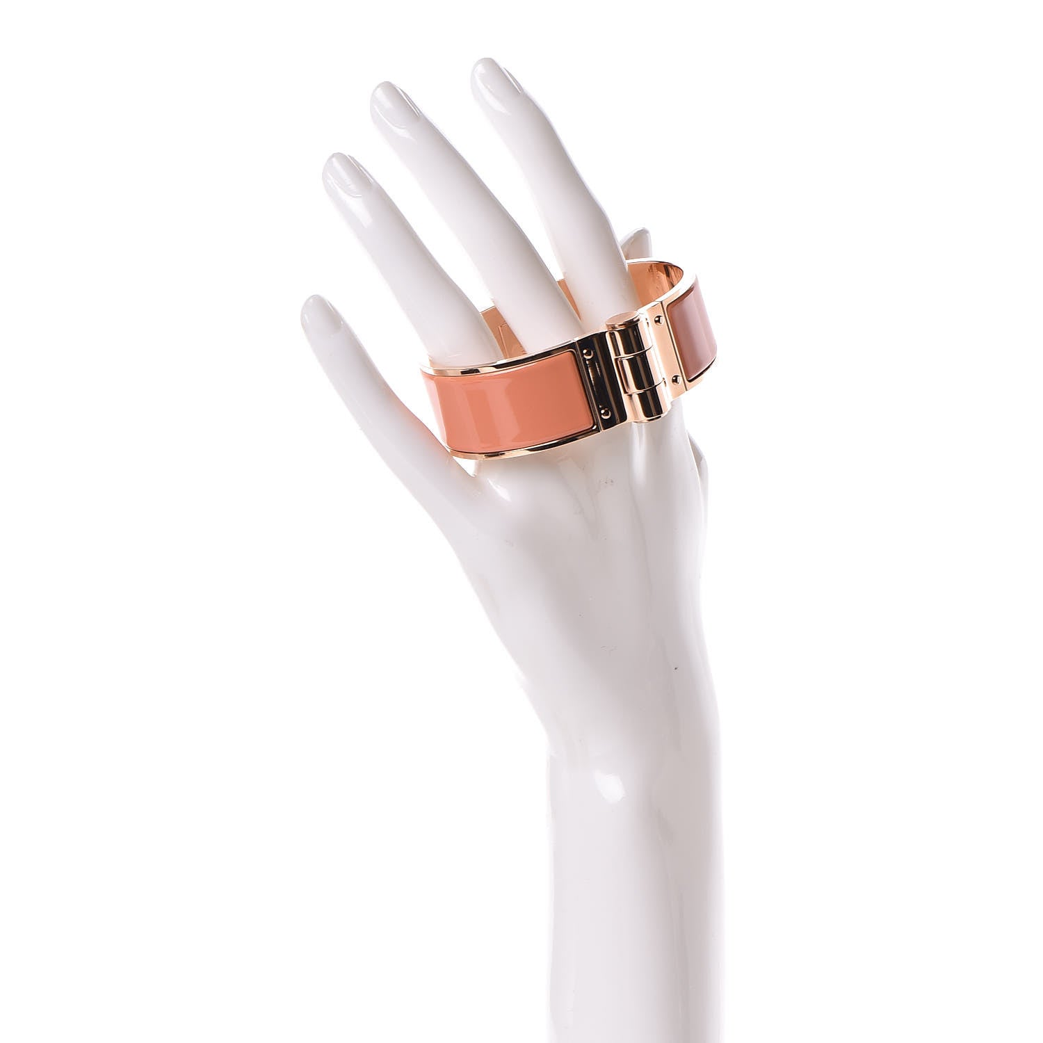 Hermes Enamel Charniere Uni Wide Hinged Bracelet M Orange Papaye 2 of 4