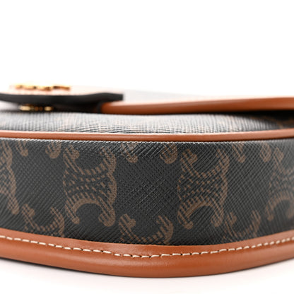 Celine Canvas Calfskin Triomphe Mini Besace Tan 9 of 10