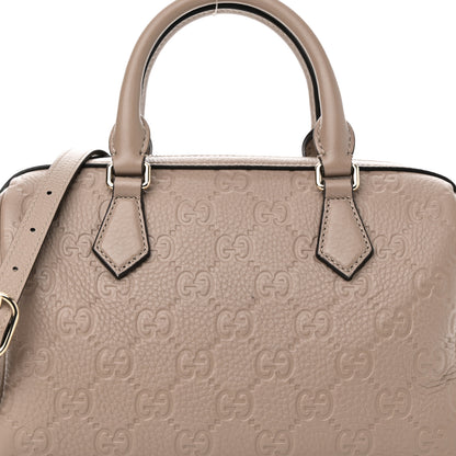 Gucci GG Grainy Calfskin Emblem Small Top Handle Bag Taupe 8 of 10