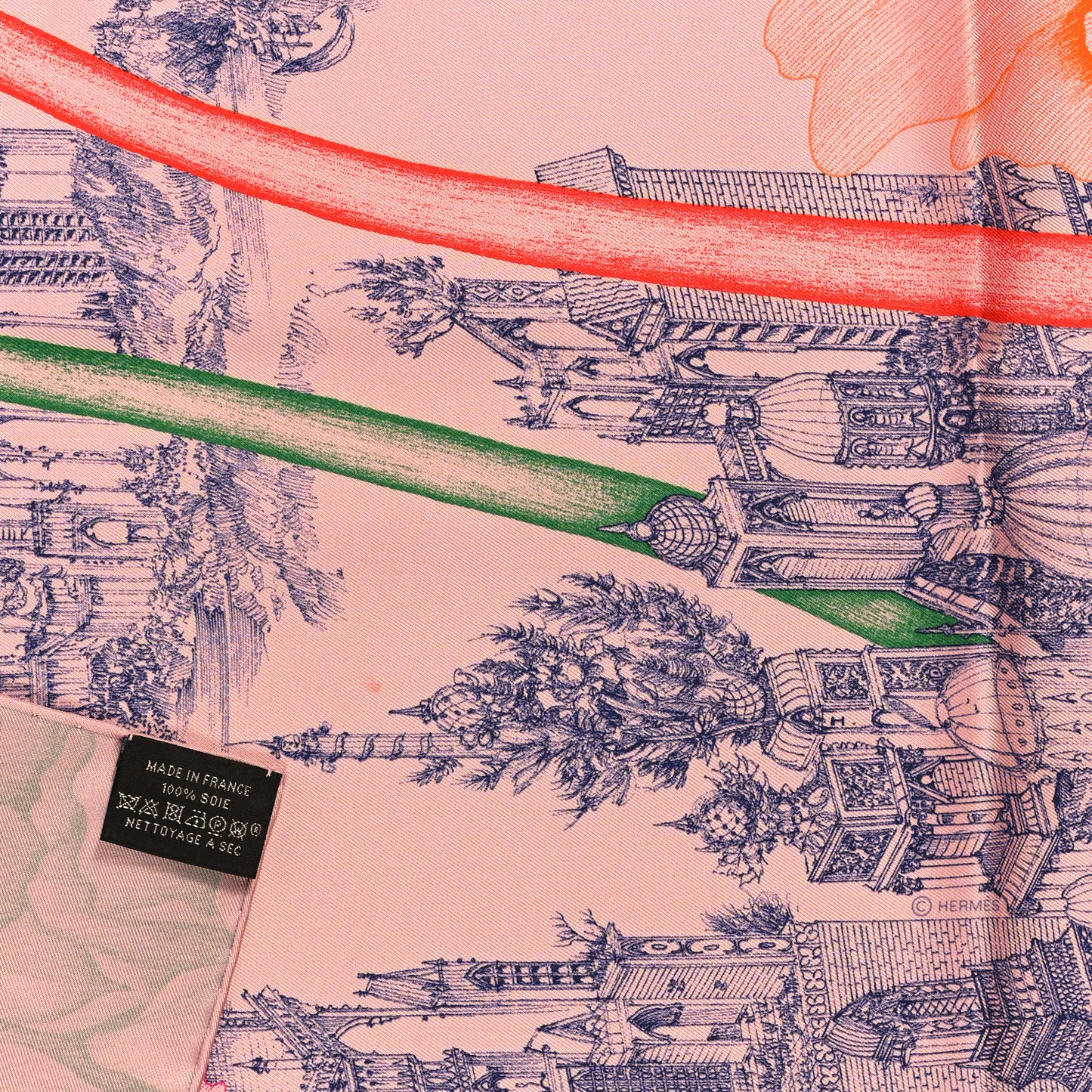 Silk A l'Ombre des Pivoines Scarf 90 Vieux Rose Encre