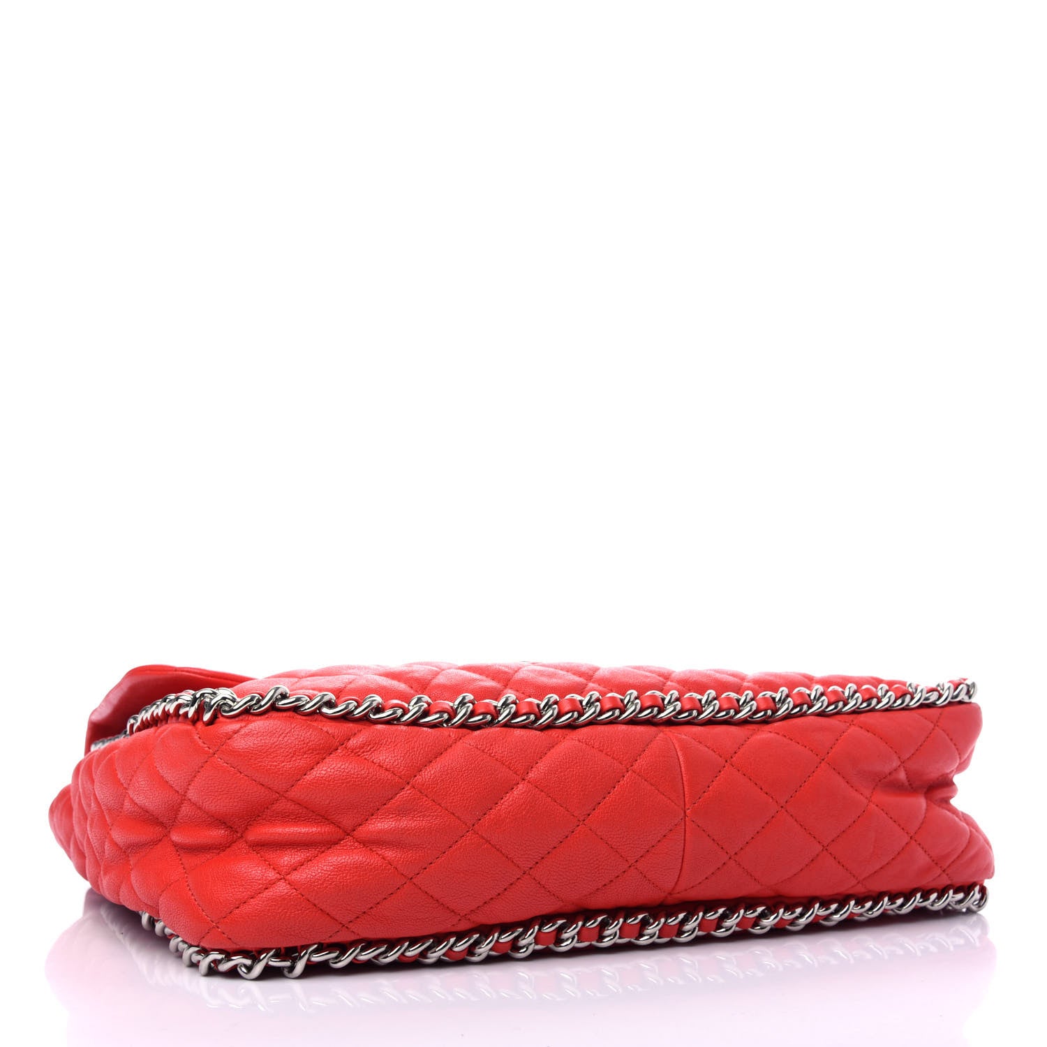 Chanel Washed Lambskin Quilted Maxi Chain Around Flap Red 4 of 11