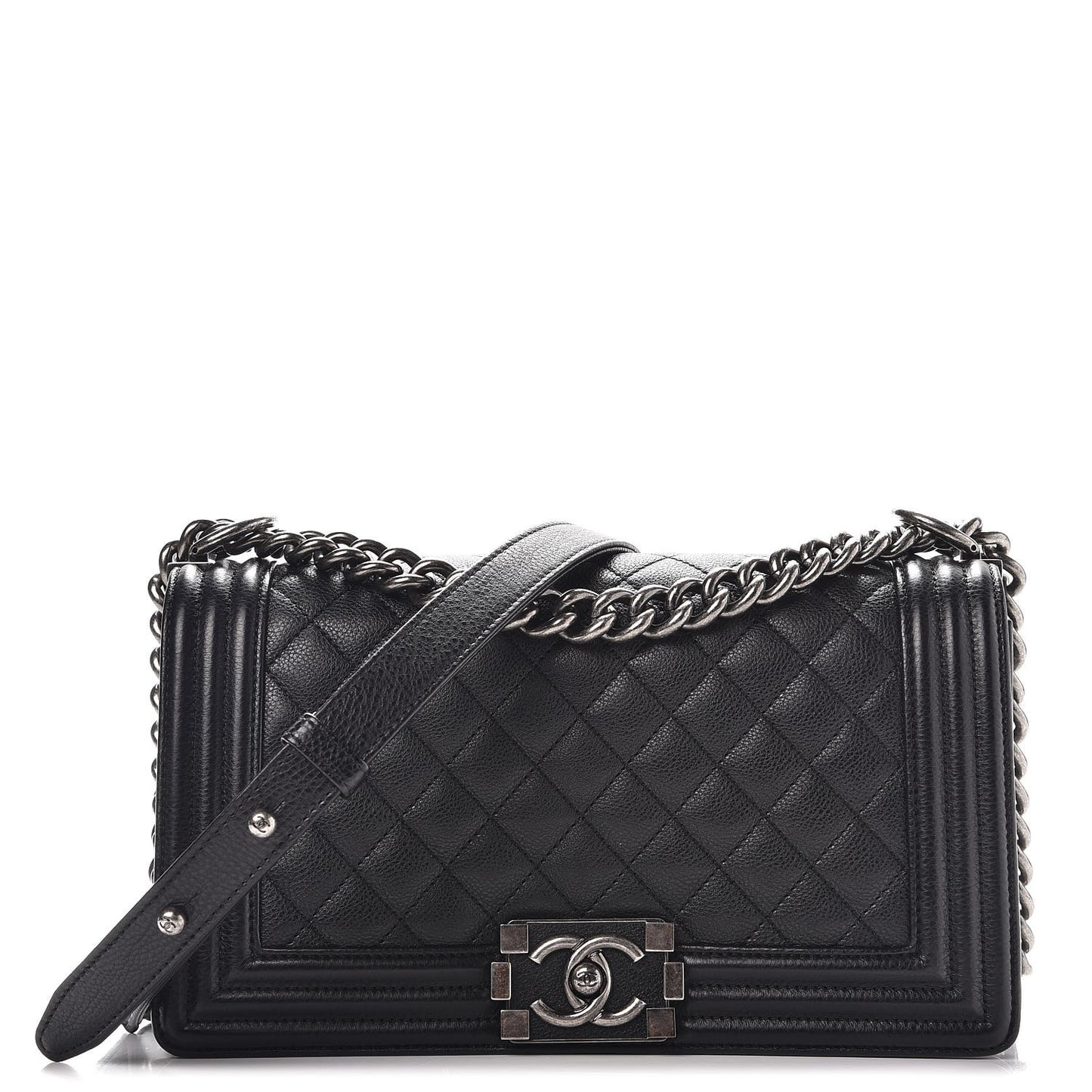Calfskin Quilted Medium Boy Flap Black