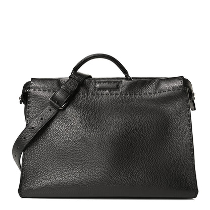 Fendi Calfskin Romano Selleria Monster Eyes Large Mens Peekaboo Iconic Essential Satchel Black White 1 of 15