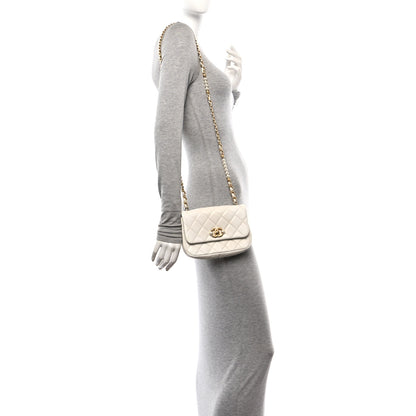 Chanel Glazed Calfskin Quilted Mini Pearl Side Flap White 2 of 11