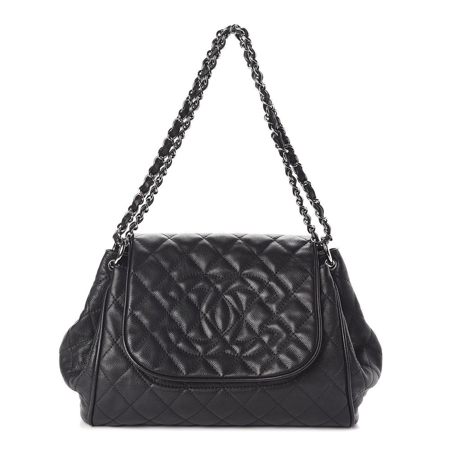 Caviar Quilted Timeless Accordion Flap Black