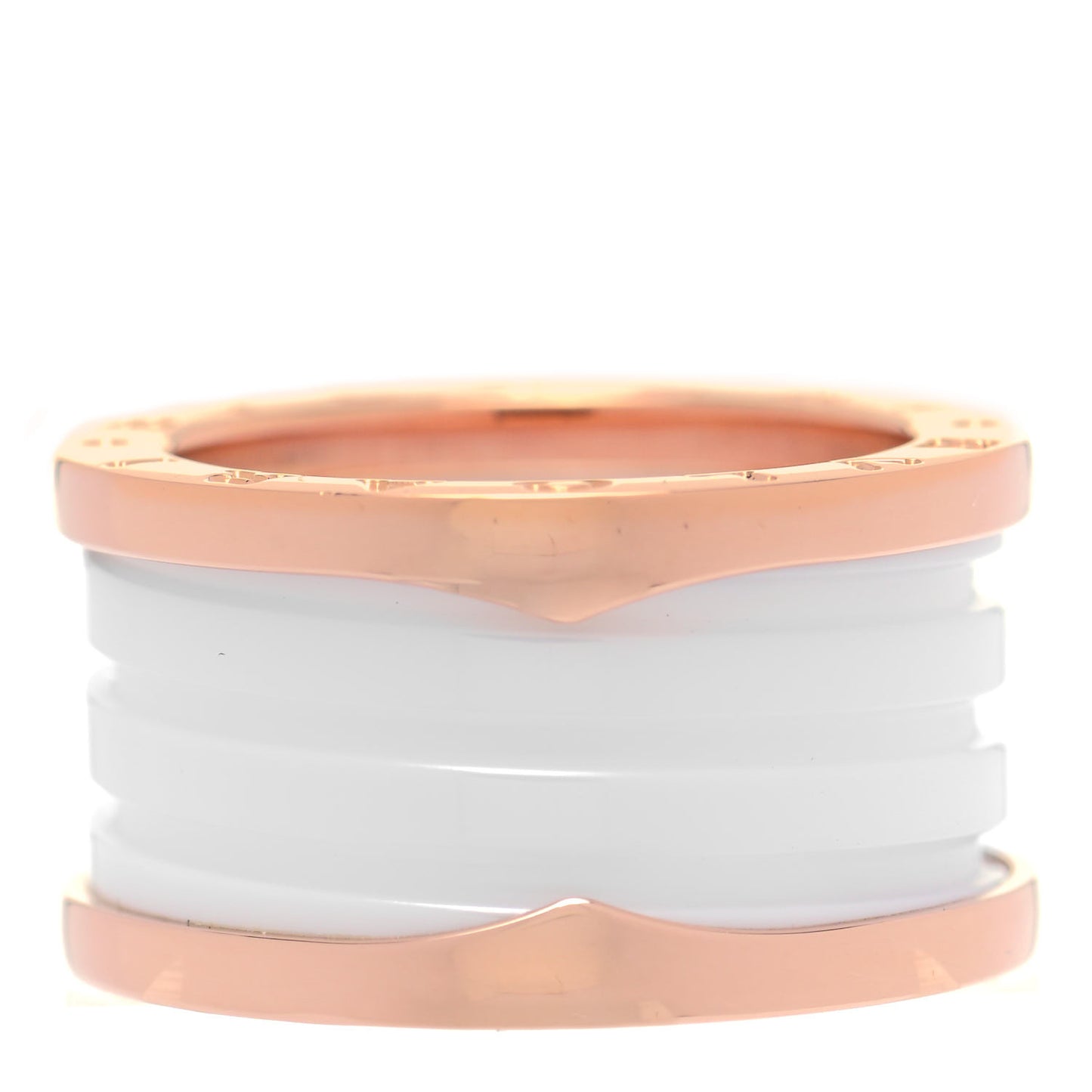 18K Rose Gold White Ceramic B.Zero1 Four-Band Ring 53 6.25