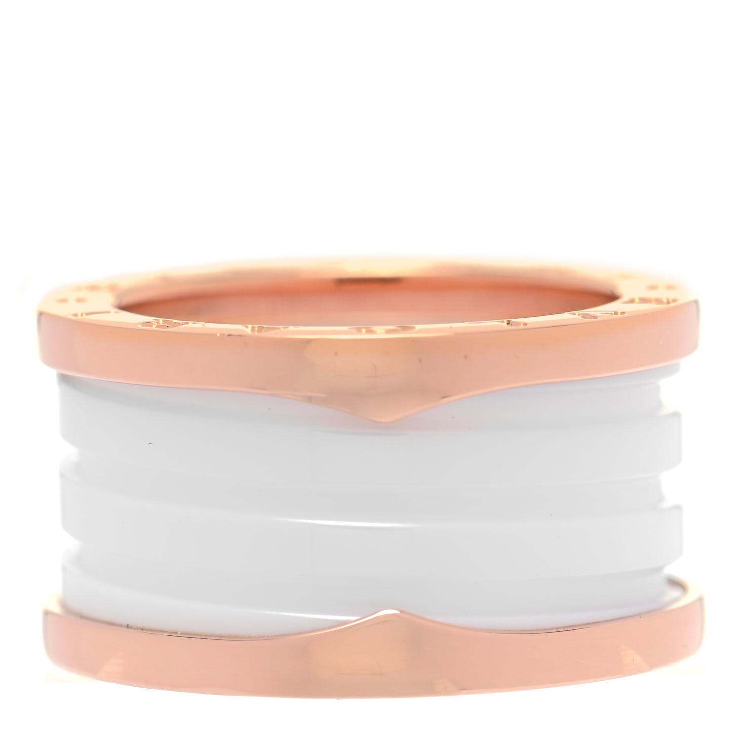 Bulgari 18K Rose Gold White Ceramic B.Zero1 Four-Band Ring 53 6.25 3 of 6
