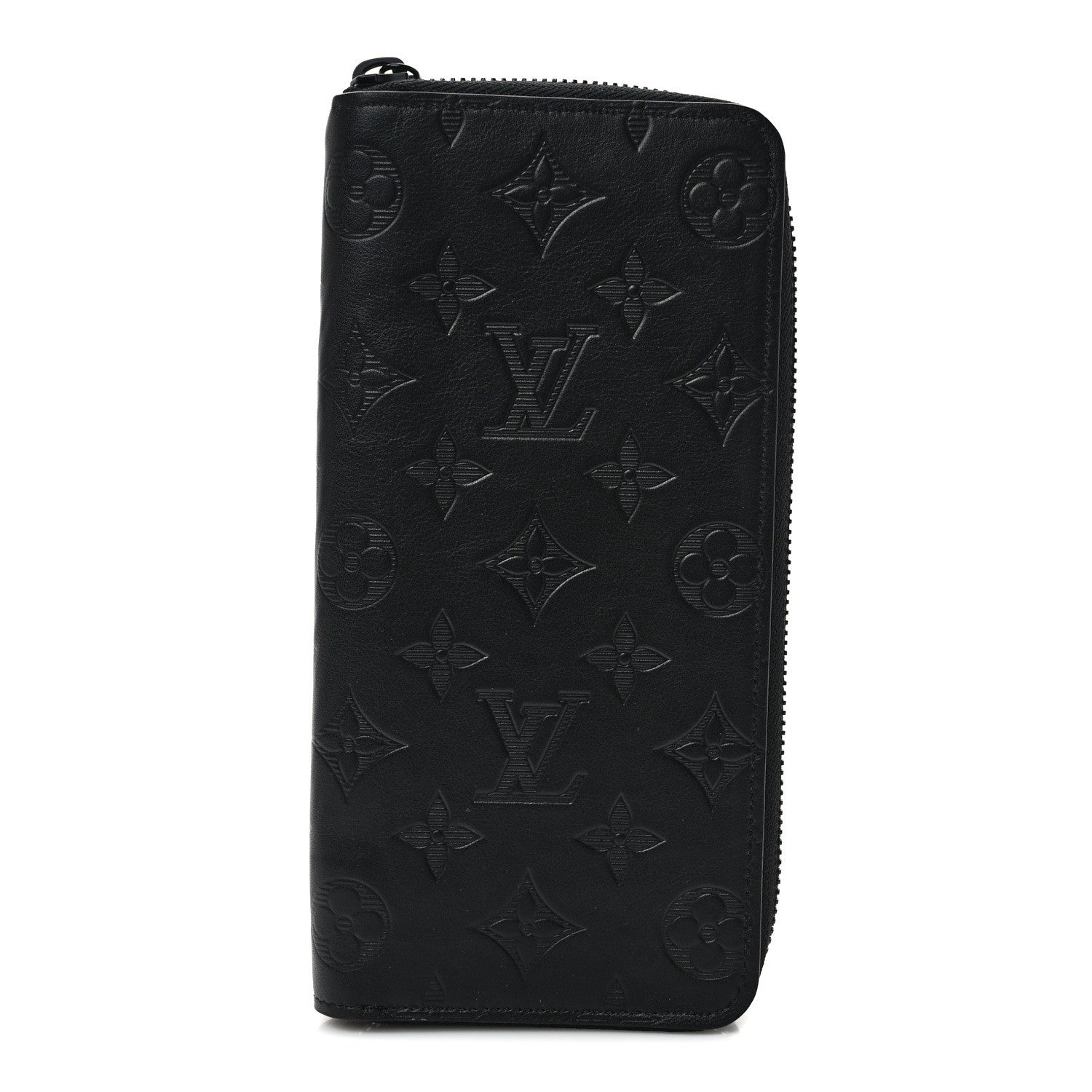 Louis Vuitton Calfskin Monogram Shadow Vertical Zippy Wallet Black 1 of 6