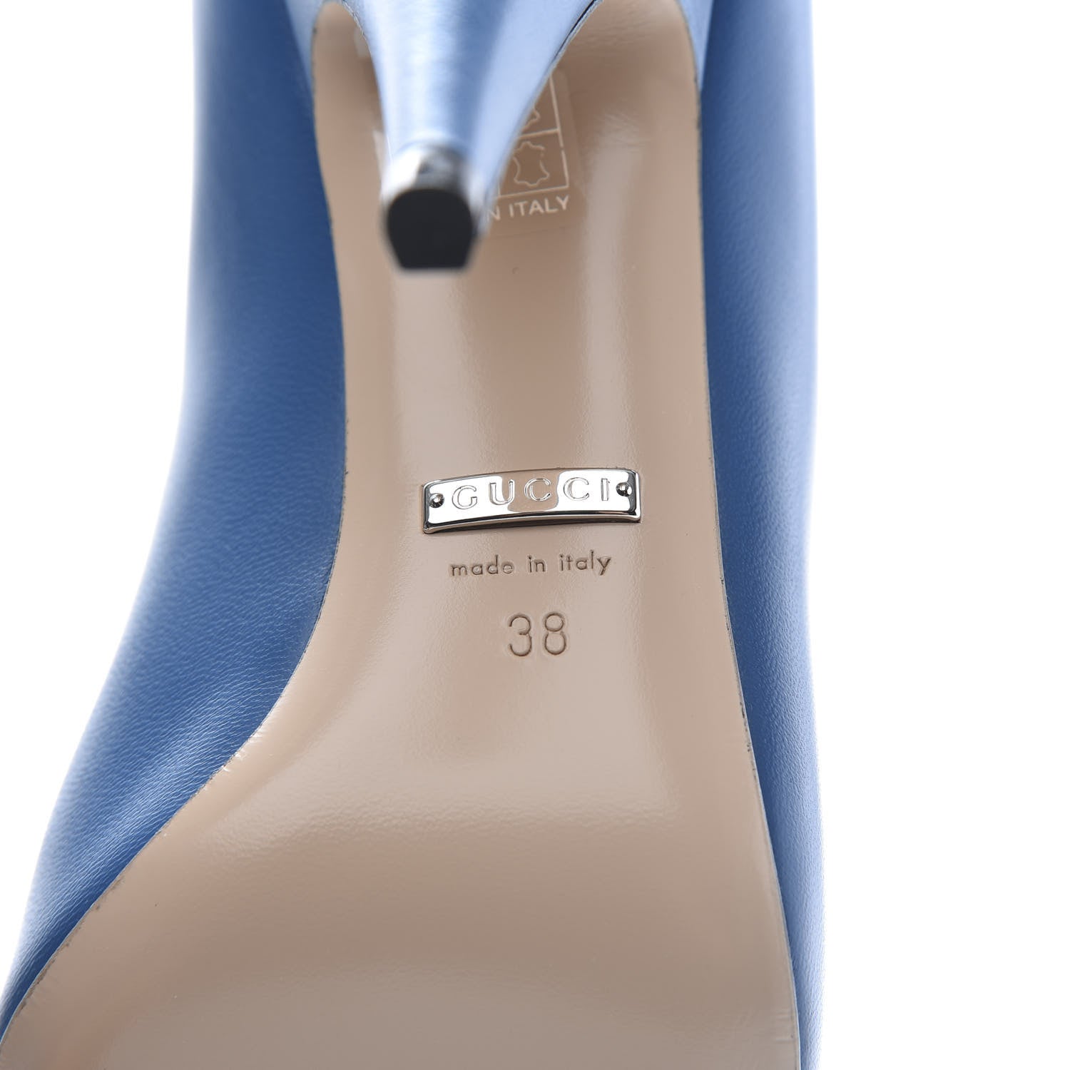 Gucci Nappa Bow High Heel Pumps 38 Riviera Blue 7 of 9