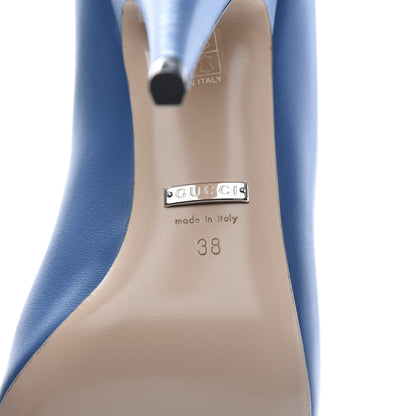 Gucci Nappa Bow High Heel Pumps 38 Riviera Blue 7 of 9