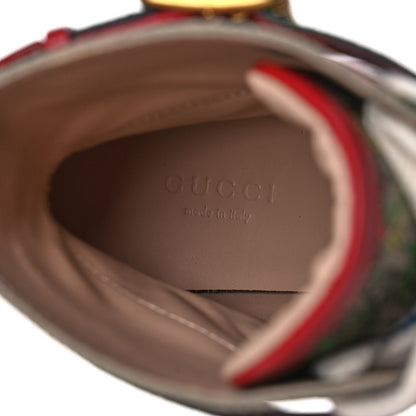 Gucci GG Supreme Monogram Flora Lace Up Combat Ankle Boots 37.5 Beige Multicolor Red 7 of 8