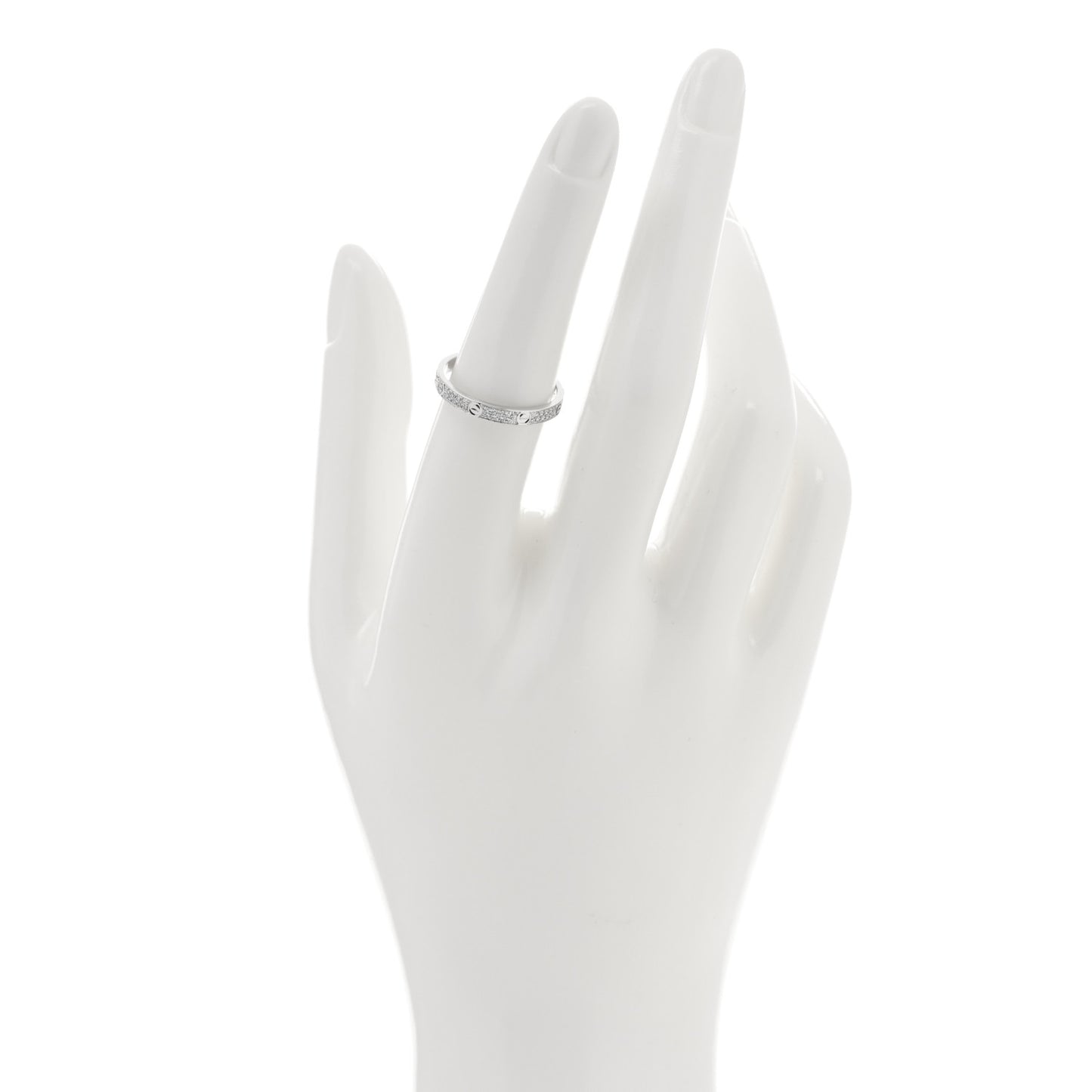 18K White Gold Diamond 2.6mm LOVE Paved Band Ring 54 7