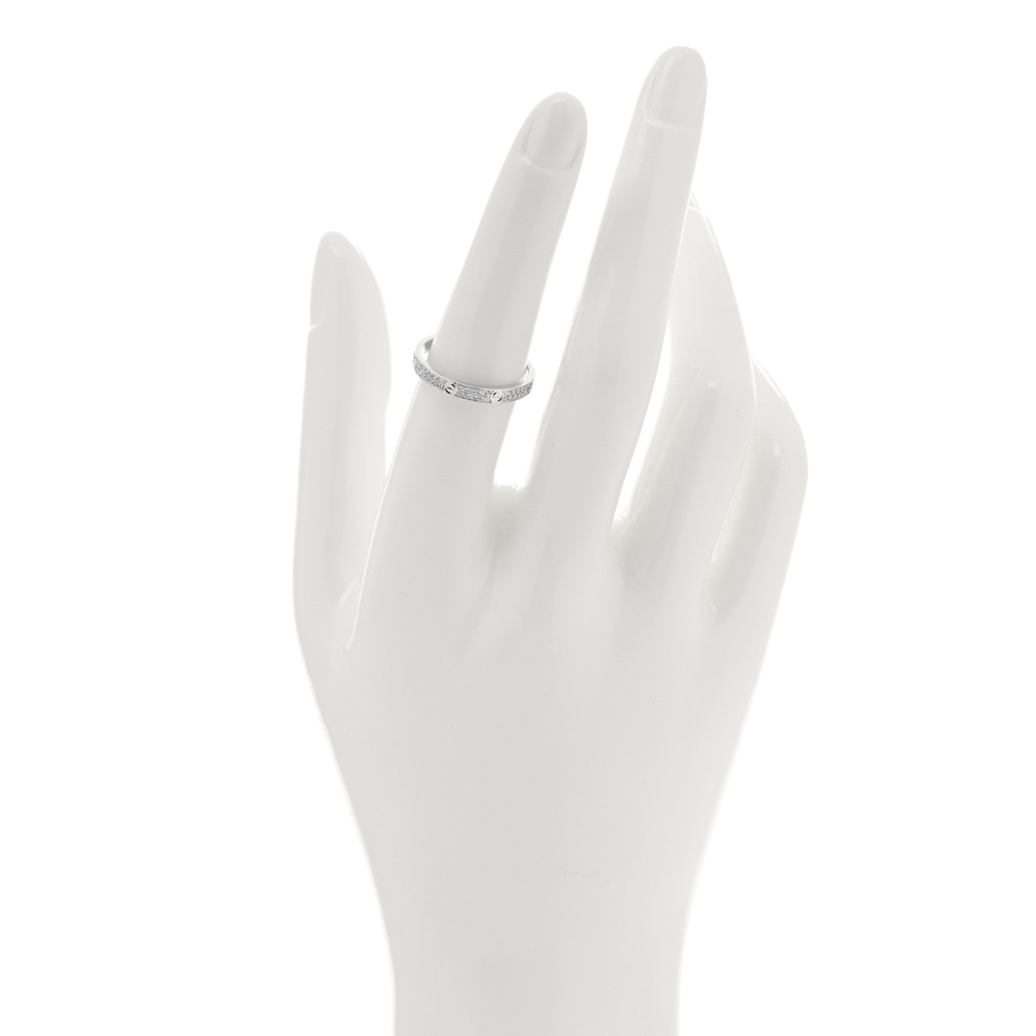 Cartier 18K White Gold Diamond 2.6mm LOVE Paved Band Ring 54 7 2 of 5
