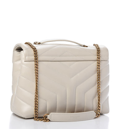 Saint Laurent Calfskin Y Quilted Monogram Small Loulou Chain Satchel Ivory 3 of 9