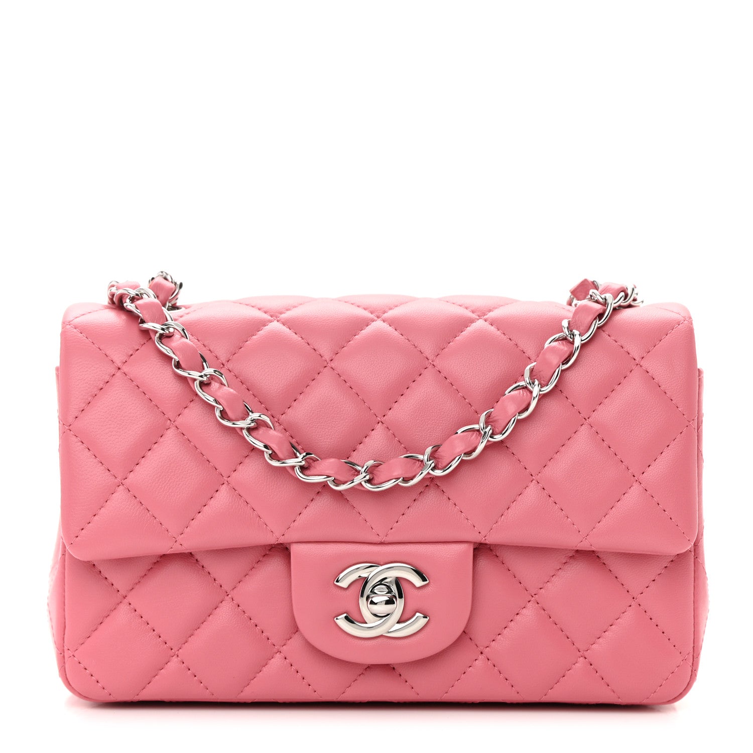 Chanel Lambskin Quilted Mini Rectangular Flap Pink 1 of 12