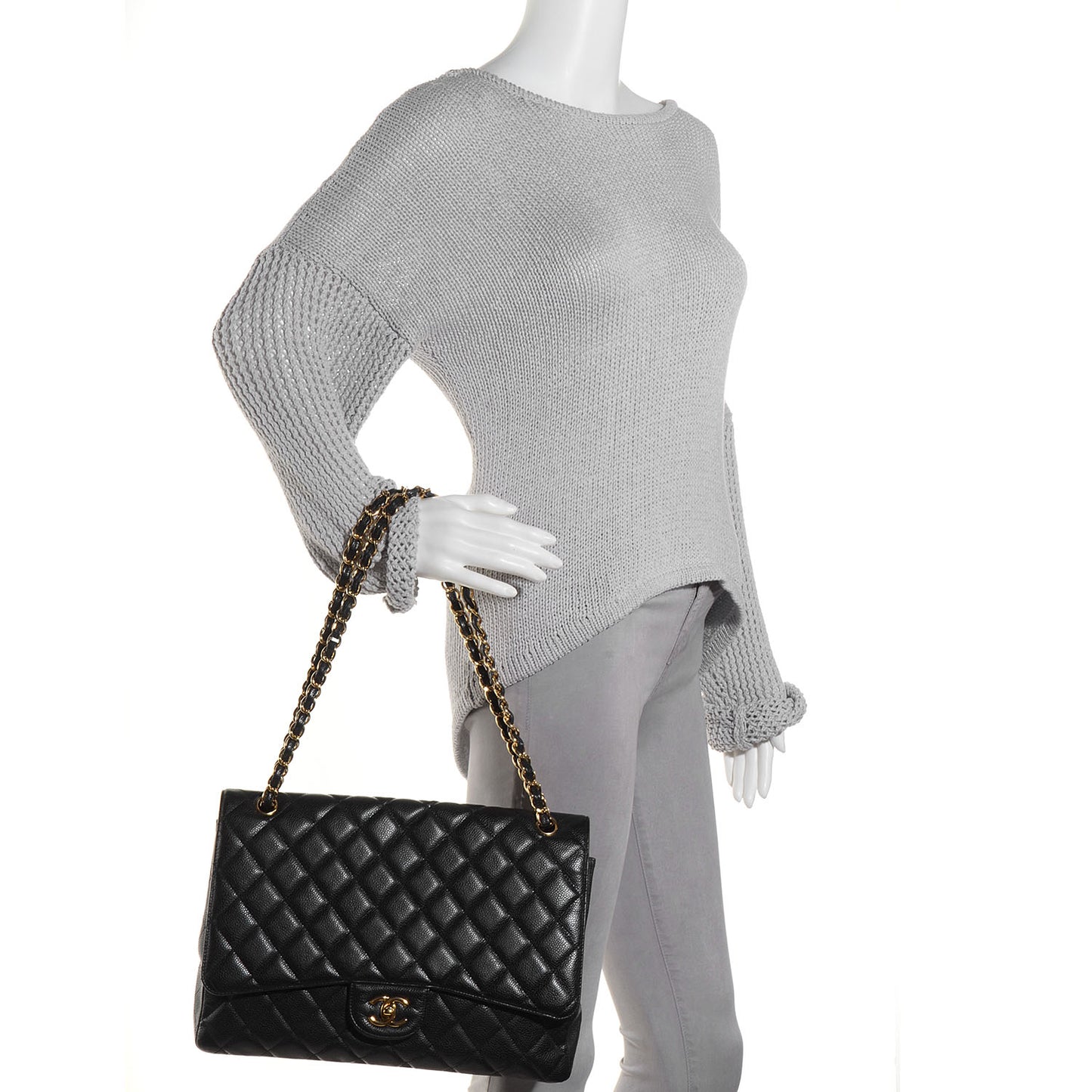Caviar Maxi Single Flap Black