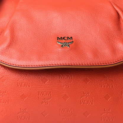 MCM Calfskin Ottomar Monogram Shoulder Bag Hot Coral 7 of 9