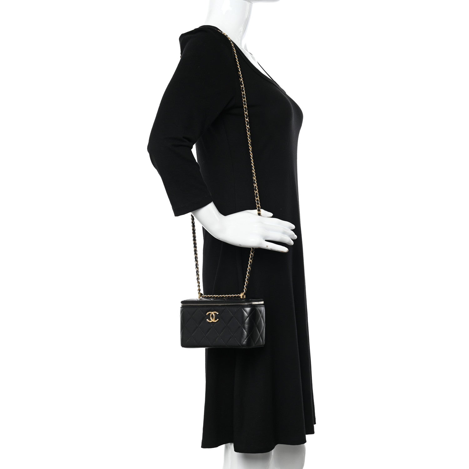 Chanel Lambskin Quilted Small CC Dynasty Vanity Case With Chain Black 2 of 19