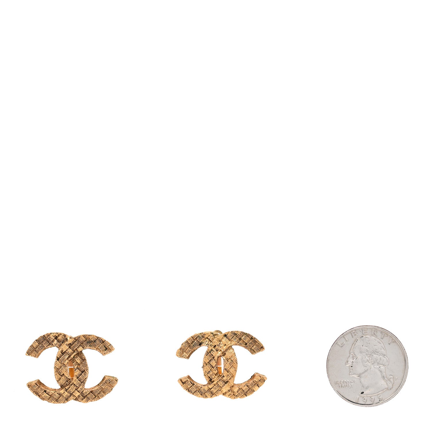 Chanel CC Woven Clip On Earrings Gold 2 of 5